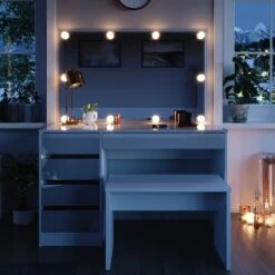 Vicco Schminktisch Sherry Weiß Mit LED-Beleuchtung Spiegel Sitzbank Frisiertisch -Shimano Shop 8600343700 33952 prod 005