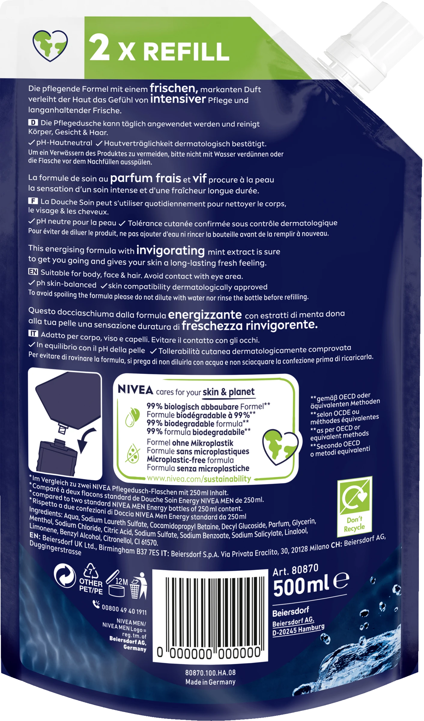 Duschgel Energy Nachfüllbeutel 4 Duschgel Energy Nachfüllbeutel – Bild 2